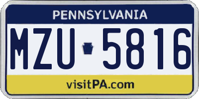 PA license plate MZU5816