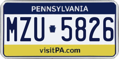PA license plate MZU5826