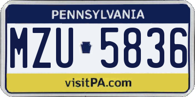 PA license plate MZU5836