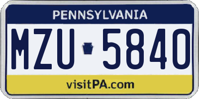 PA license plate MZU5840