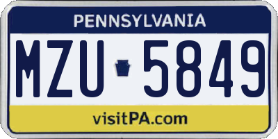 PA license plate MZU5849