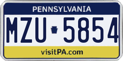 PA license plate MZU5854