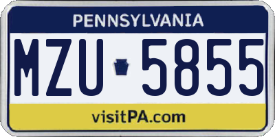 PA license plate MZU5855