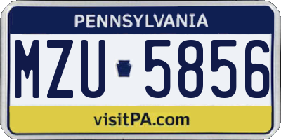 PA license plate MZU5856