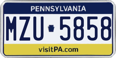 PA license plate MZU5858