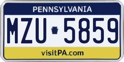 PA license plate MZU5859