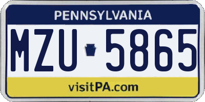 PA license plate MZU5865