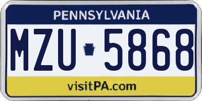 PA license plate MZU5868