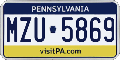 PA license plate MZU5869