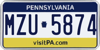PA license plate MZU5874