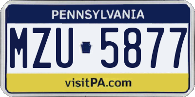 PA license plate MZU5877