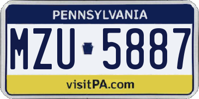 PA license plate MZU5887