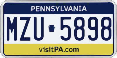 PA license plate MZU5898
