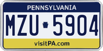 PA license plate MZU5904