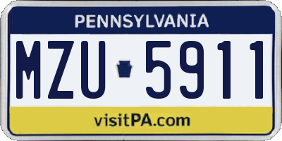 PA license plate MZU5911