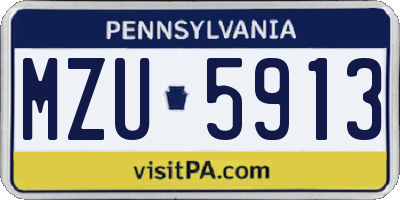 PA license plate MZU5913