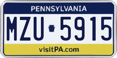 PA license plate MZU5915
