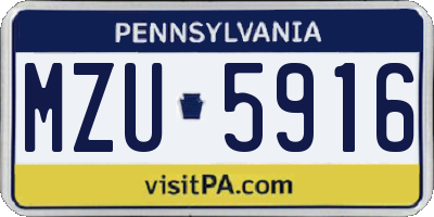 PA license plate MZU5916
