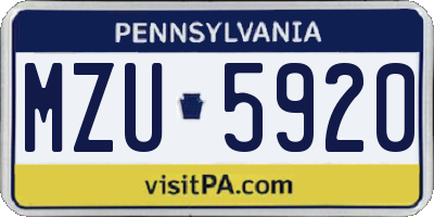 PA license plate MZU5920