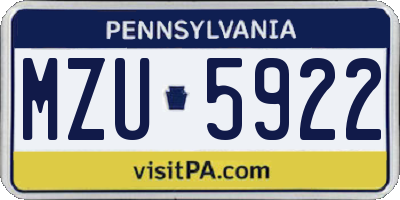 PA license plate MZU5922