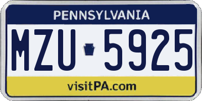 PA license plate MZU5925