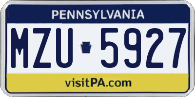 PA license plate MZU5927