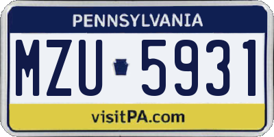 PA license plate MZU5931