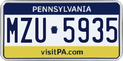 PA license plate MZU5935