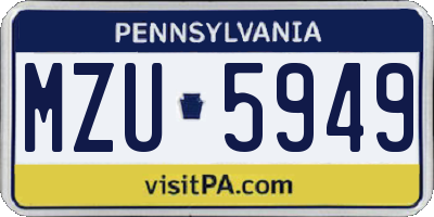 PA license plate MZU5949