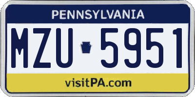 PA license plate MZU5951