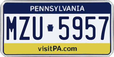 PA license plate MZU5957