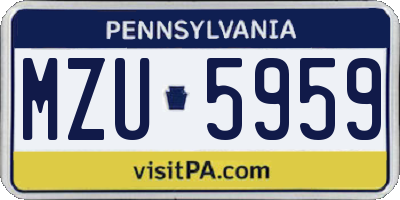 PA license plate MZU5959