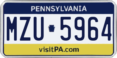 PA license plate MZU5964