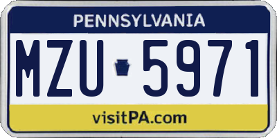PA license plate MZU5971