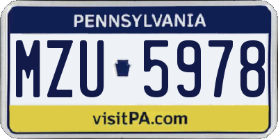 PA license plate MZU5978