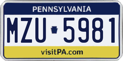 PA license plate MZU5981