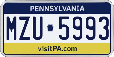 PA license plate MZU5993