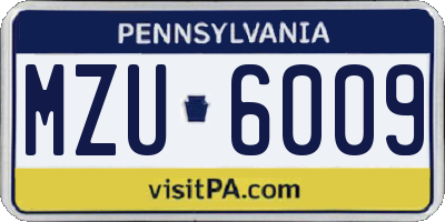 PA license plate MZU6009