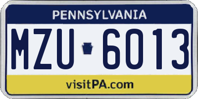 PA license plate MZU6013