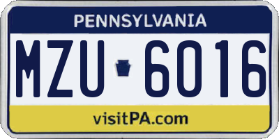 PA license plate MZU6016