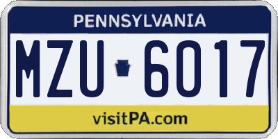 PA license plate MZU6017