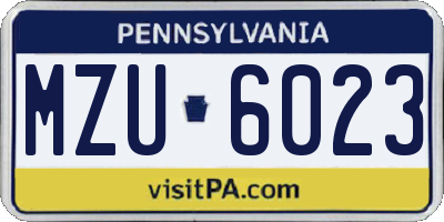 PA license plate MZU6023