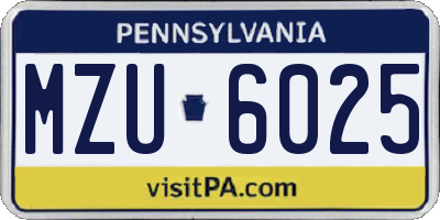 PA license plate MZU6025