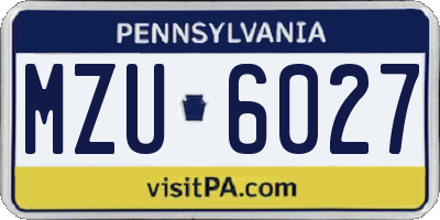PA license plate MZU6027