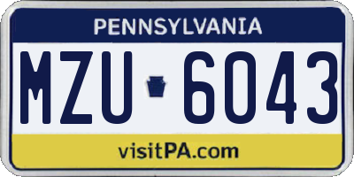 PA license plate MZU6043