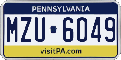 PA license plate MZU6049