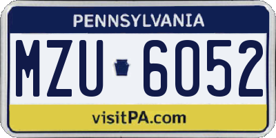 PA license plate MZU6052