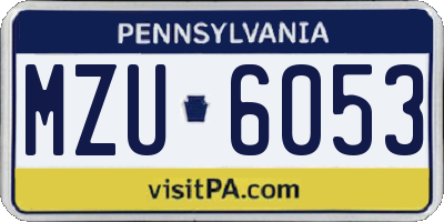 PA license plate MZU6053