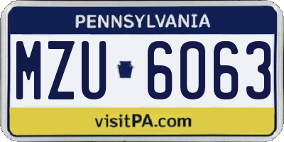 PA license plate MZU6063