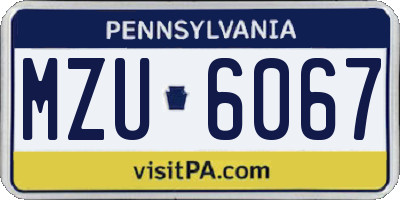 PA license plate MZU6067